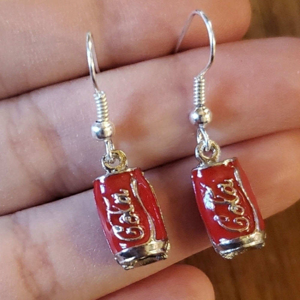 NWOT Tiny Coca Cola Earrings - Picture 3 of 7